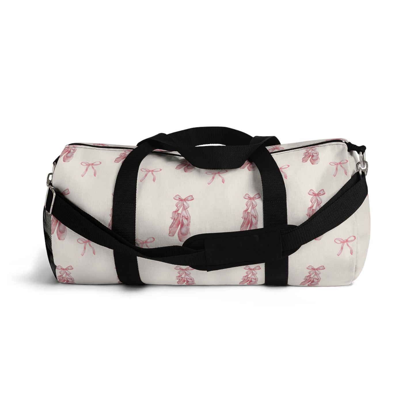Classic Heirloom Vintage Pink Ribbon Bow and Ballet Slippers Small Dance Duffel with Custom Name
